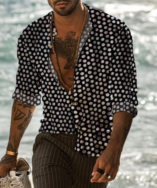 Casual Holiday Polka Dot Print Men's Shirt