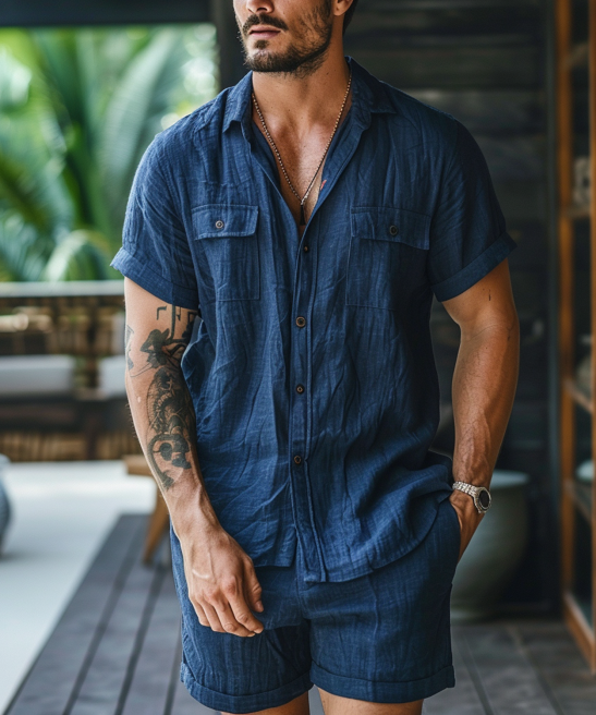Men's Linen Two-piece Set