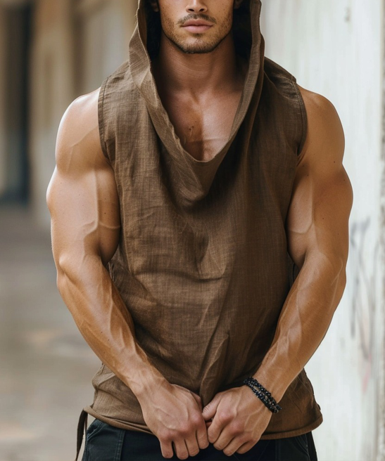 Men's Linen Breathable Hooded Shirt