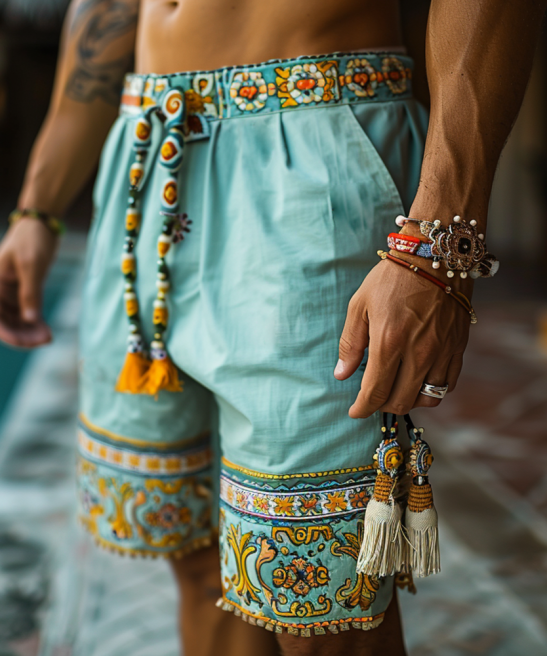 Ethnic Linen Shorts